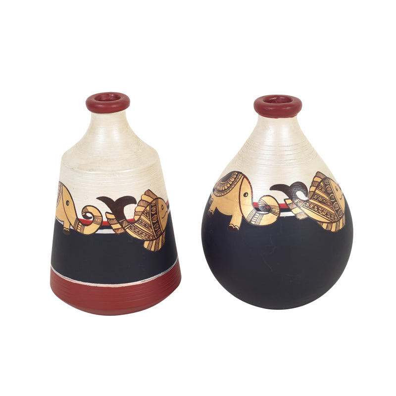 Vase - Machli Madhubhani Vase - Set Of Two