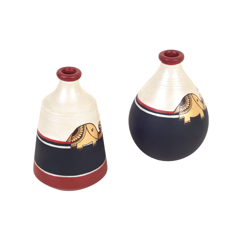 Vase - Machli Madhubhani Vase - Set Of Two