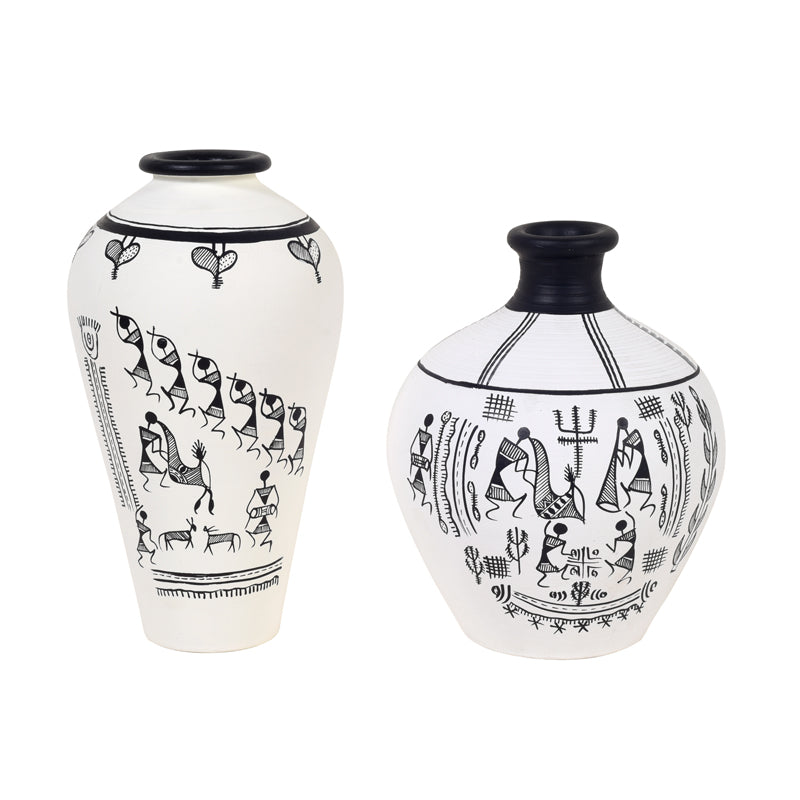 Vase - Mangola Warli Vase - Set Of Two