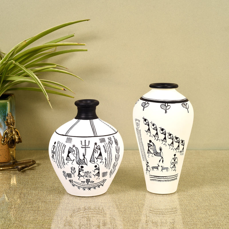 Vase - Mangola Warli Vase - Set Of Two