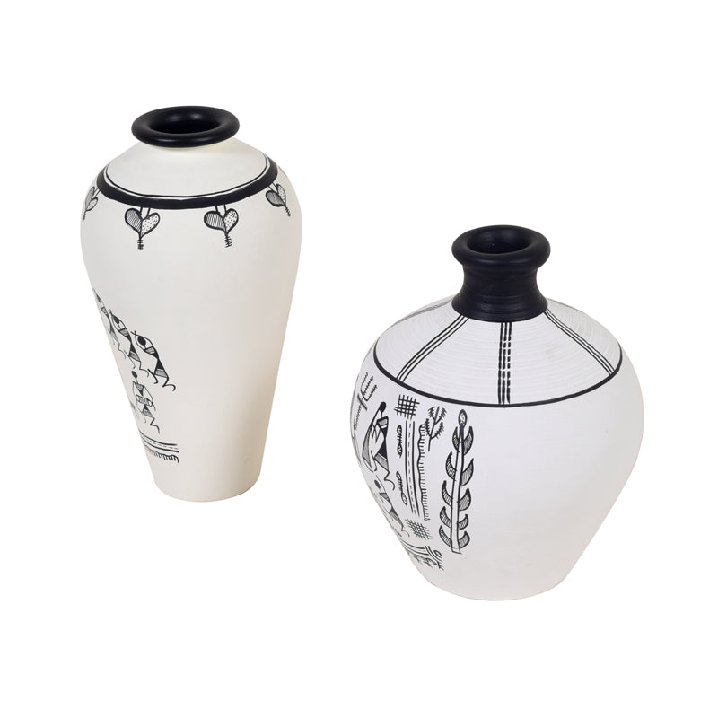 Vase - Mangola Warli Vase - Set Of Two