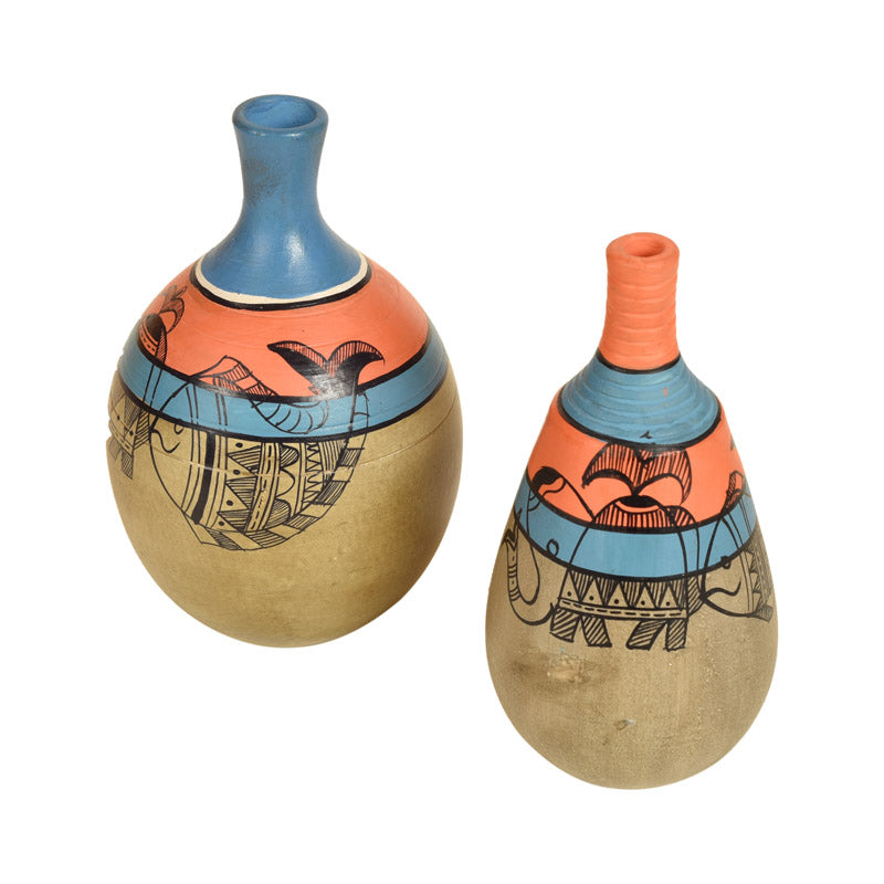 Buy Raawiya Handpainted Terracotta Vase - Two Piece Set Vase from Vaaree