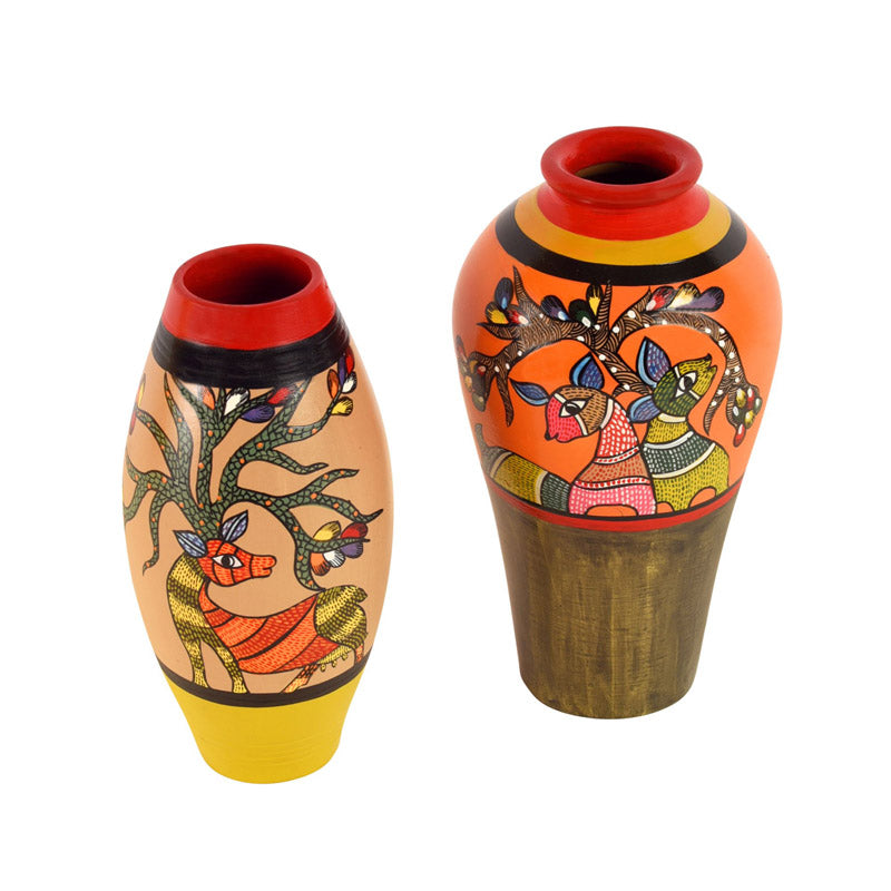 Buy Indujanak Terracotta Vase - Two Piece Set Vase from Vaaree