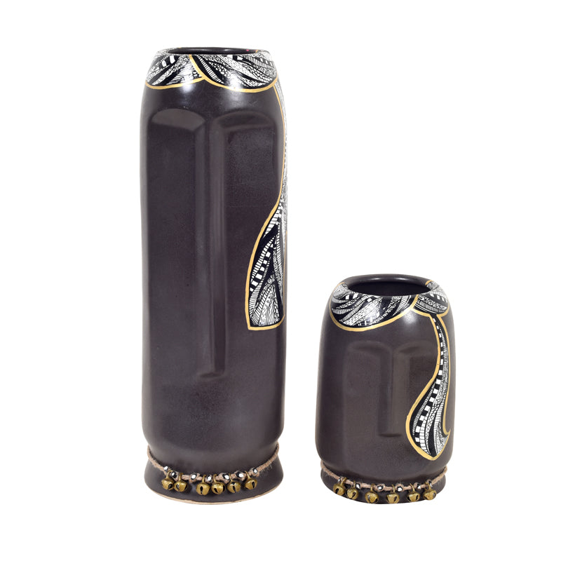 Vase - Ilasia Tribal Vase (Black) - Set Of Two