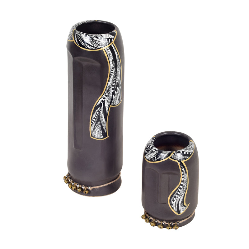 Vase - Ilasia Tribal Vase (Black) - Set Of Two