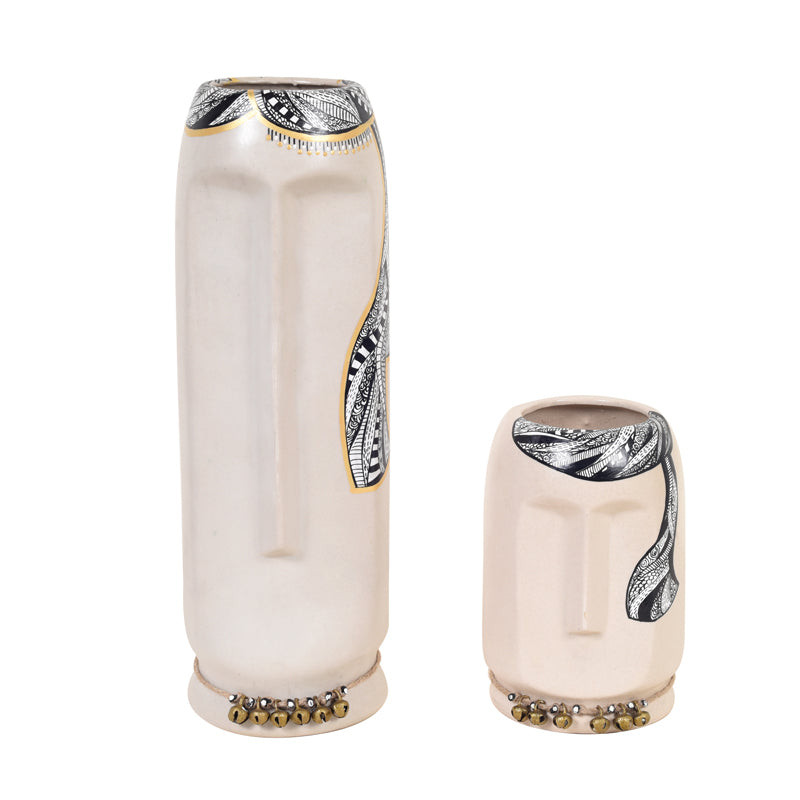 Vase - Ilasia Tribal Vase (White) - Set Of Two