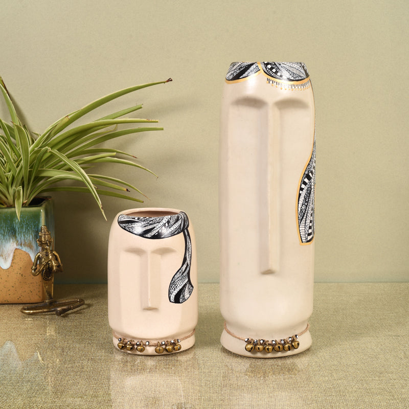 Vase - Ilasia Tribal Vase (White) - Set Of Two