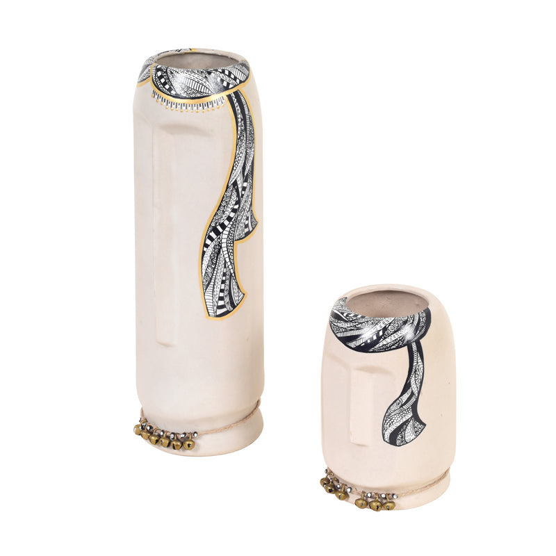 Vase - Ilasia Tribal Vase (White) - Set Of Two