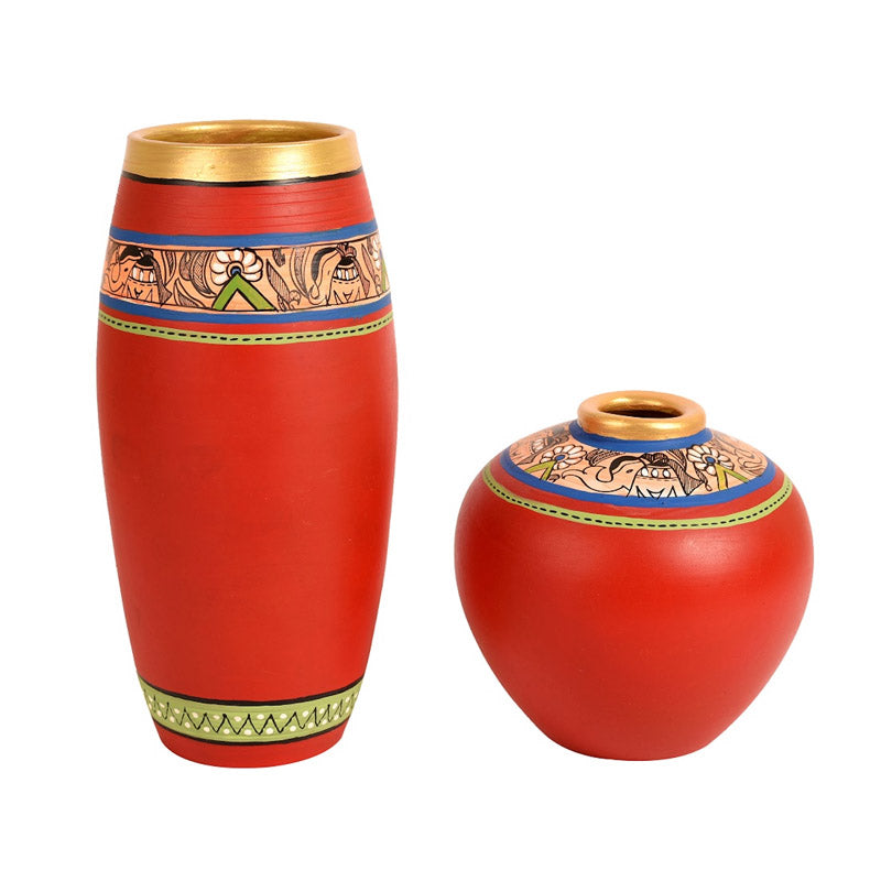 Buy Bhavya Terracotta Vase - Set of Two Vase from Vaaree