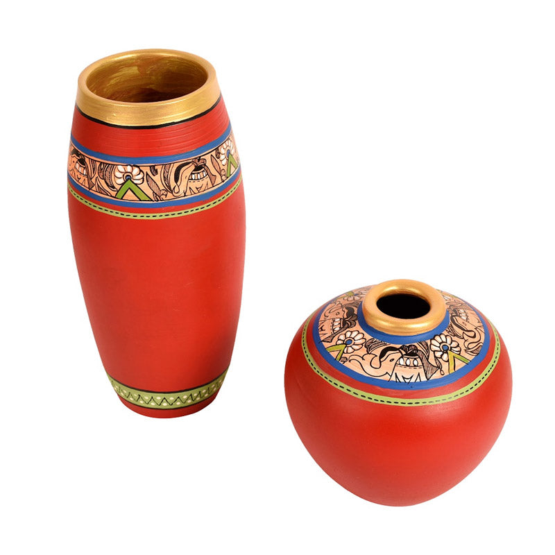 Buy Bhavya Terracotta Vase - Set of Two Vase from Vaaree