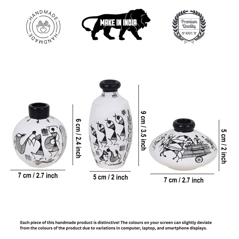 Vase - Warli dance Black & White Vase - Set Of Three