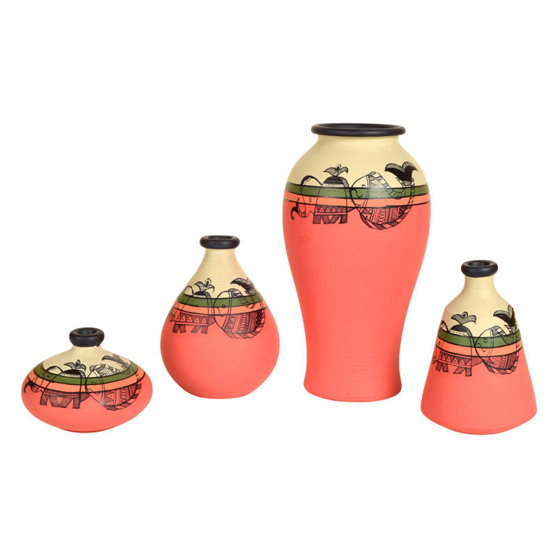 Buy Rabail Handpainted Terracotta Vase - Three Piece Set Vase from Vaaree