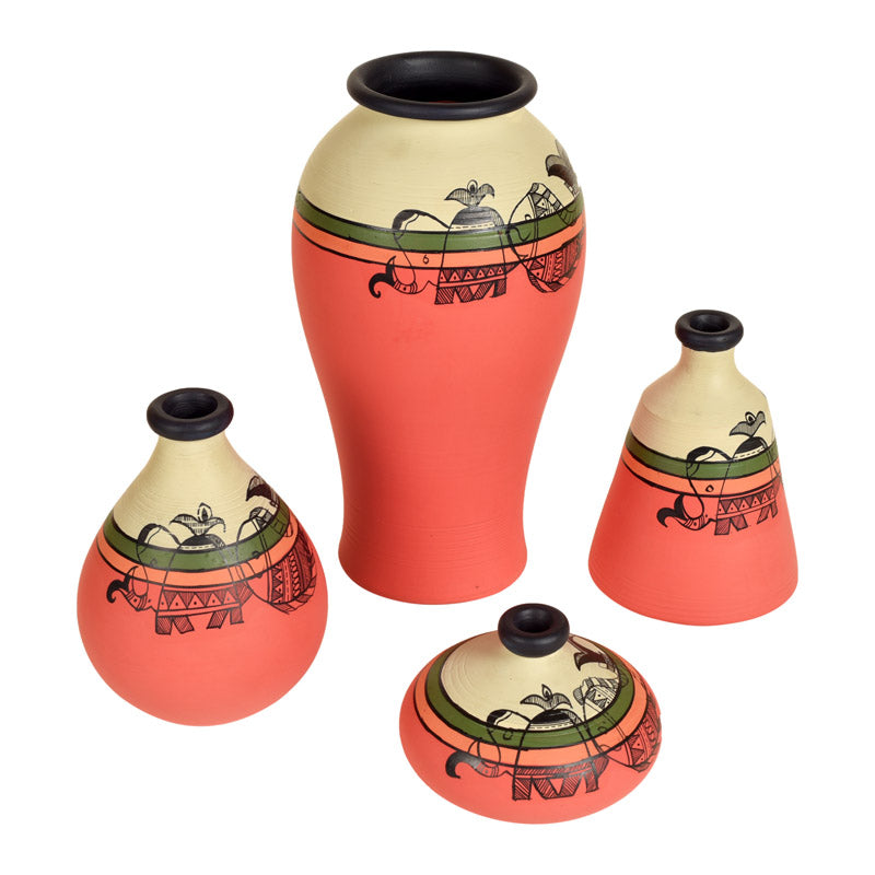 Buy Rabail Handpainted Terracotta Vase - Three Piece Set Vase from Vaaree