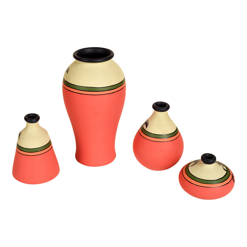 Buy Rabail Handpainted Terracotta Vase - Three Piece Set Vase from Vaaree