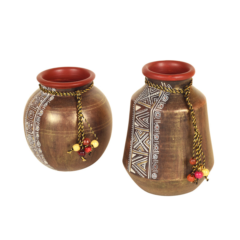 Vase - Purva Tribal Handpainted Vase - Set Of Two