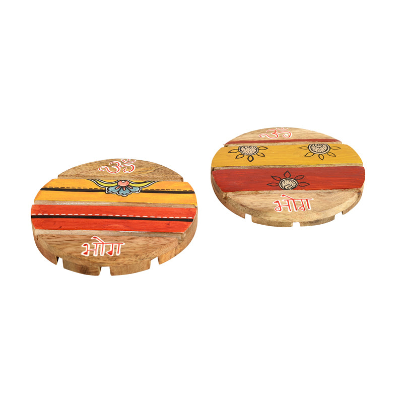 Buy Bhog Round Chowki - Set Of Two Pooja Chowki from Vaaree