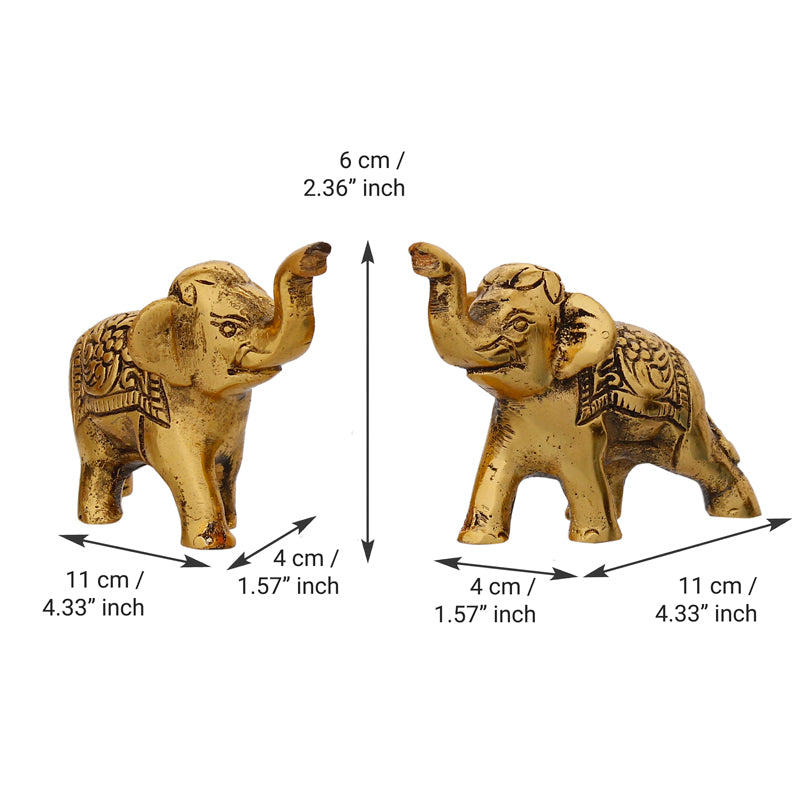 Showpieces - Elephant Raja Metal Showpiece - Set Of Two