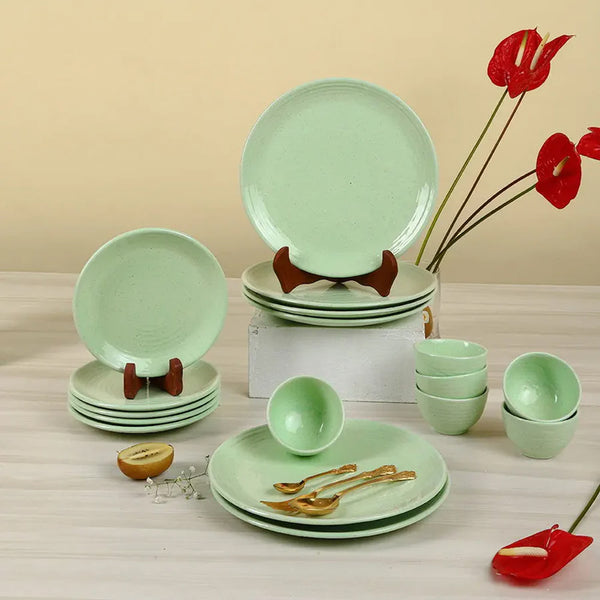 Buy Lemongrass Handmade Dinner Set - Twelve Piece Set Dinner Set from Vaaree