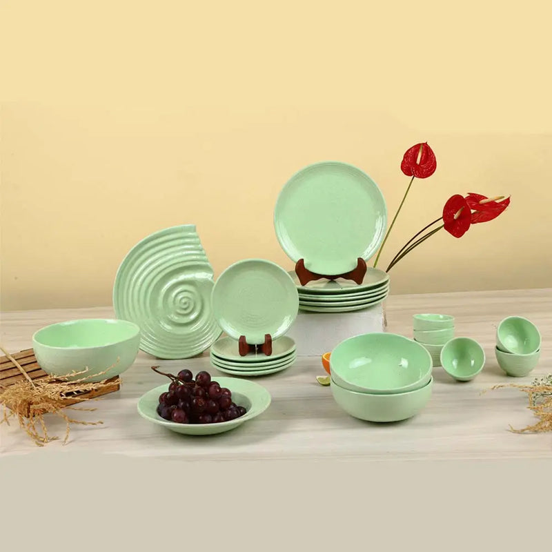 Buy Lemongrass Handmade Dinner Set - Fifty Four Piece Set Dinner Set from Vaaree