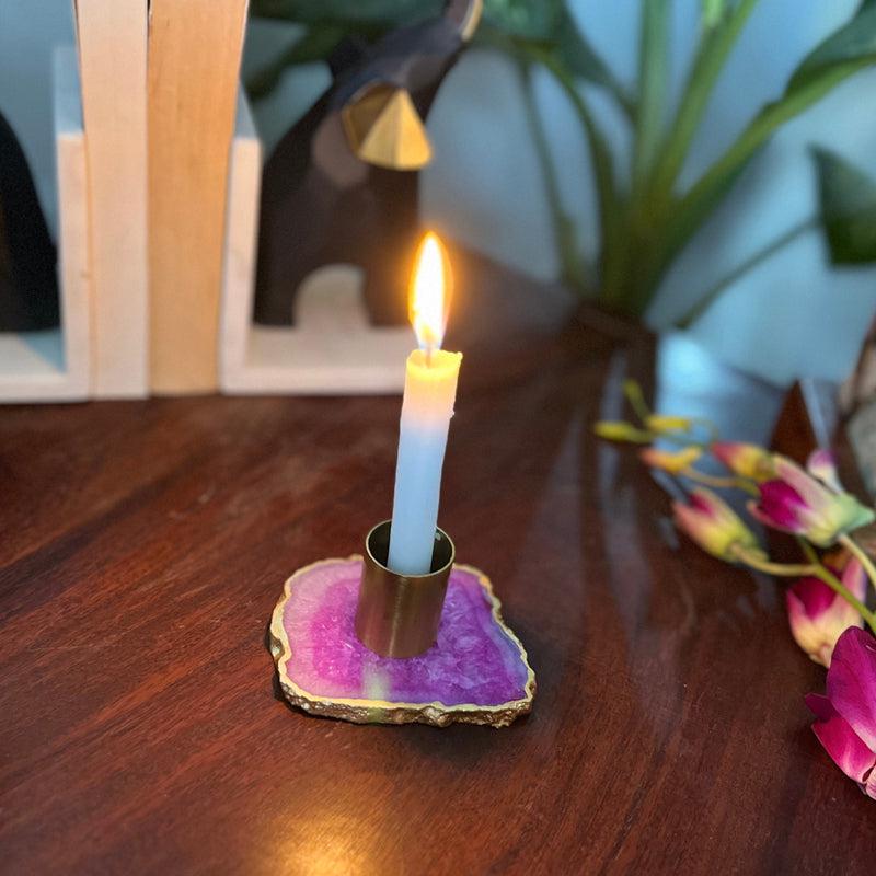 Buy Niema Handcrafted Agate Candle Holder - Pink Candle Holders from Vaaree