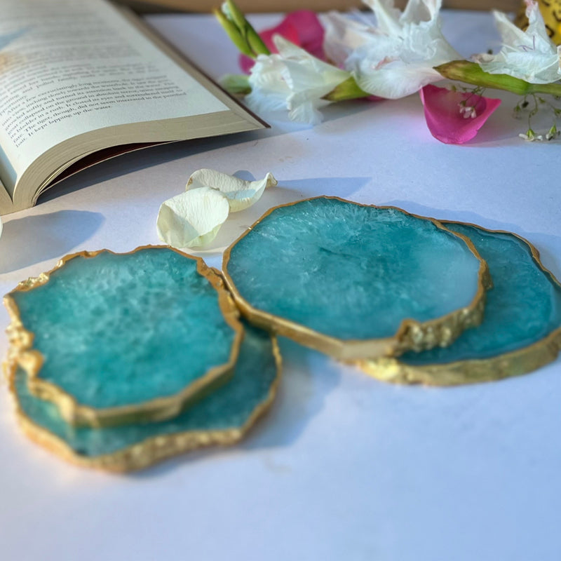 Coaster - Celeste Handcrafted Crystal Agate Coaster (Green) - Set Of Four