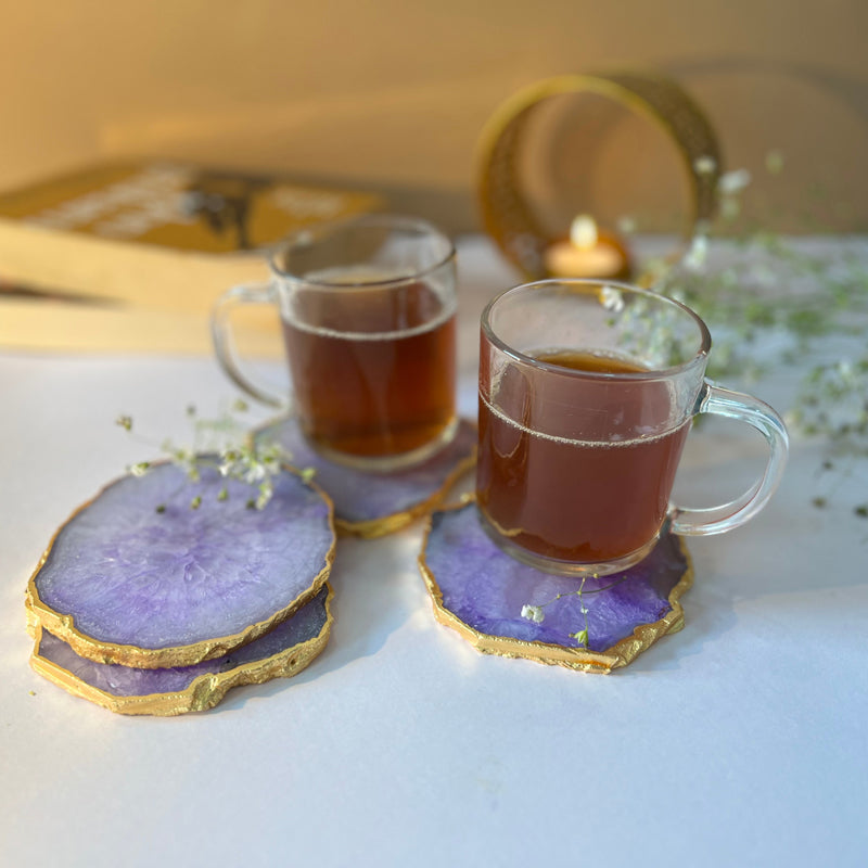 Coaster - Celeste Handcrafted Crystal Agate Coaster (Purple) - Set Of Four