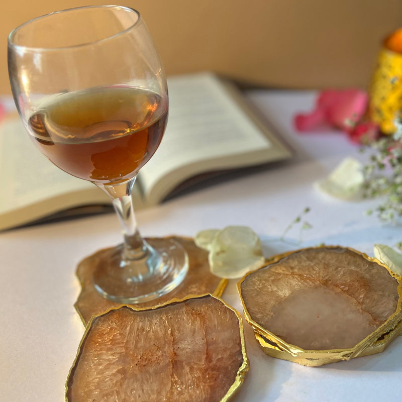 Coaster - Celeste Handcrafted Crystal Agate Coaster (Brown) - Set Of Four