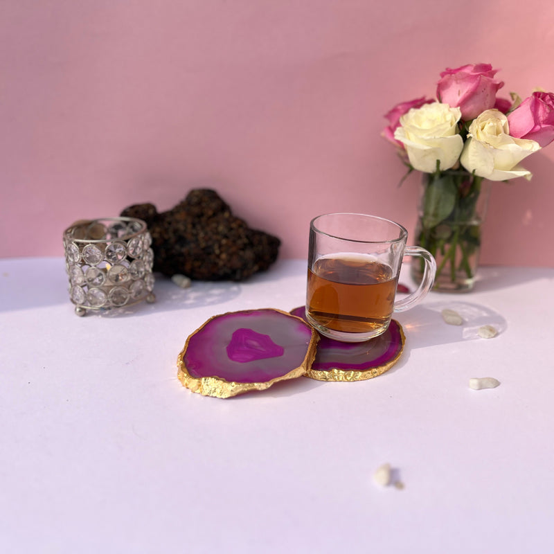 Coaster - Candra Handcrafted Brazilian Agate Coaster (Pink) - Set Of Two