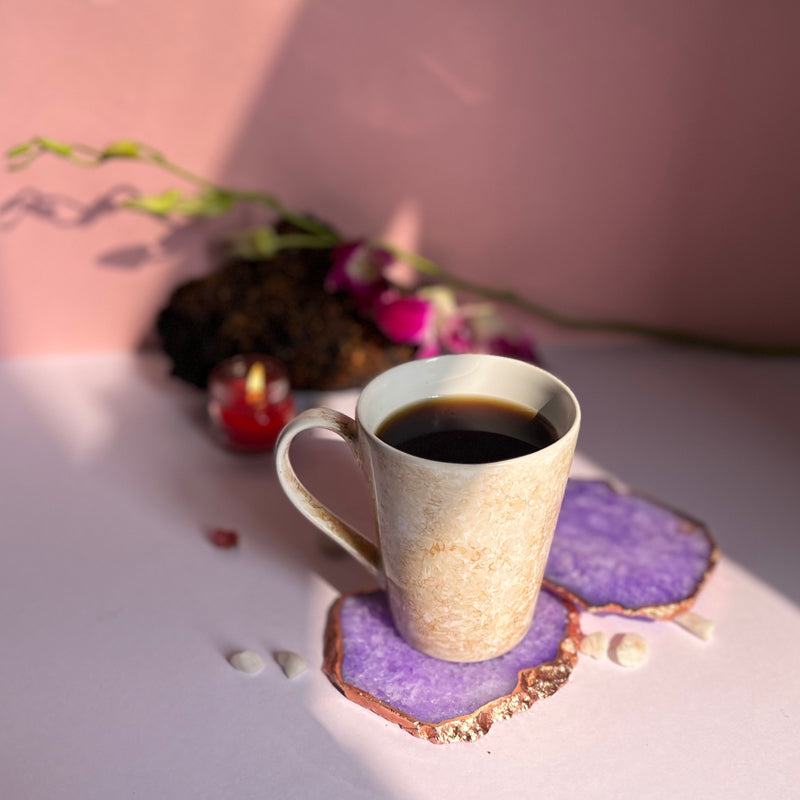 Coaster - Suzzaine Handcrafted Crystal Agate Coaster (Purple) - Set Of Two