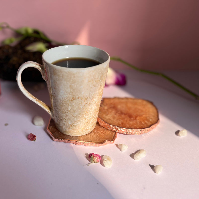 Buy Suzzaine Handcrafted Crystal Agate Coaster (Brown) - Set Of Two Coasters from Vaaree