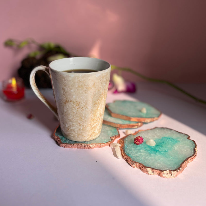 Coaster - Suzzaine Handcrafted Crystal Agate Coaster (Green) - Set Of Four