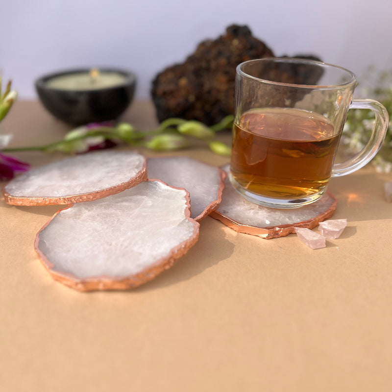 Coaster - Suzzaine Handcrafted Crystal Agate Coaster (White) - Set Of Four