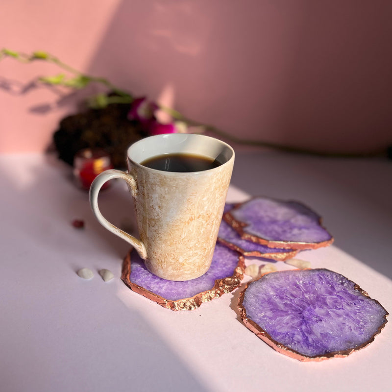 Coaster - Suzzaine Handcrafted Crystal Agate Coaster (Purple) - Set Of Four