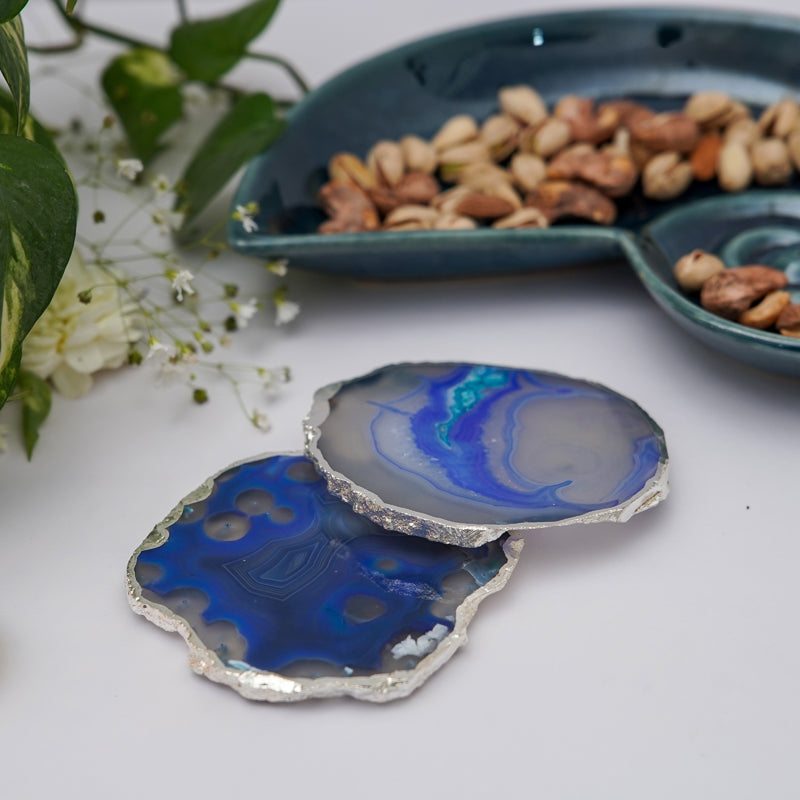 Coaster - Vesto Brazilian Agate Coaster (Blue) - Set Of Two