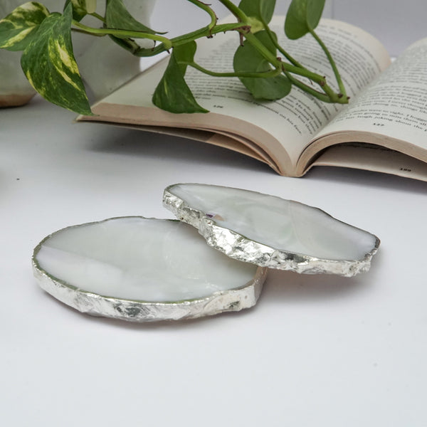 Coaster - Vesto Brazilian Agate Coaster (White) - Set Of Two