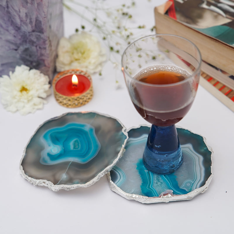 Coaster - Vesto Brazilian Agate Coaster (Turquoise) - Set Of Two