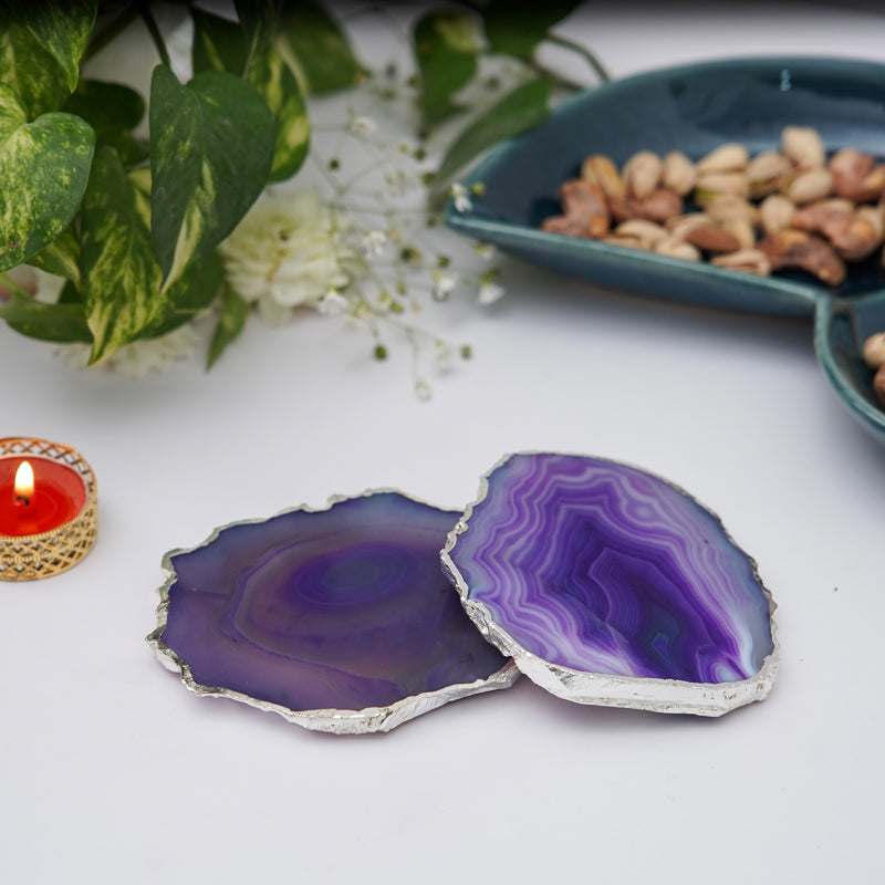 Coaster - Vesto Brazilian Agate Coaster (Purple) - Set Of Two