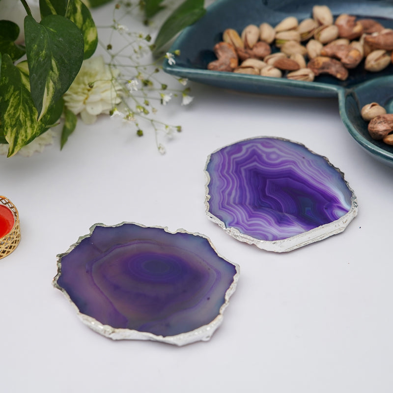 Coaster - Vesto Brazilian Agate Coaster (Purple) - Set Of Two