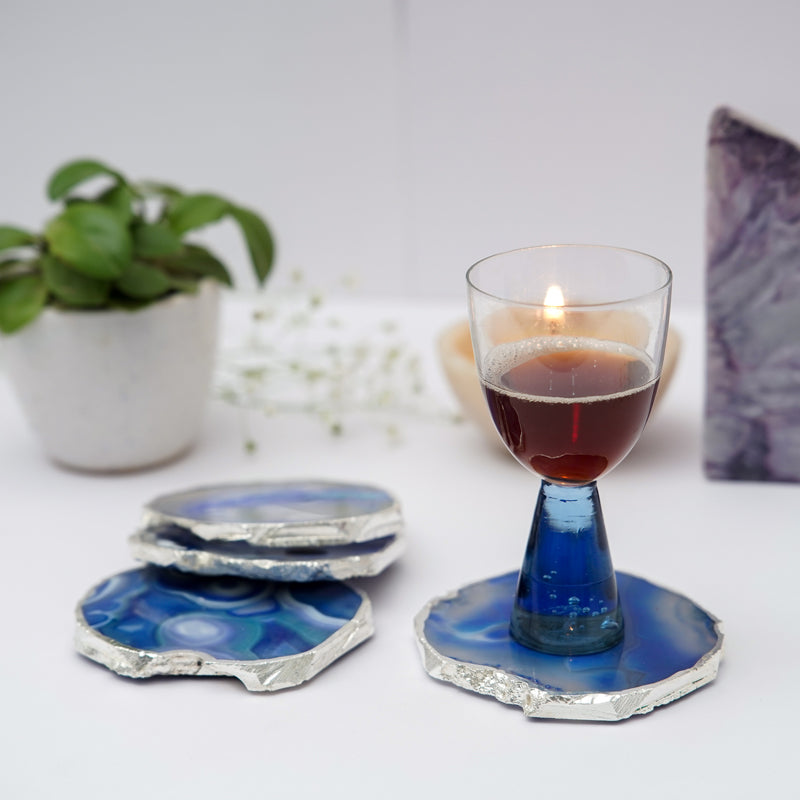 Coaster - Vesto Brazilian Agate Coaster (Blue) - Set Of Four