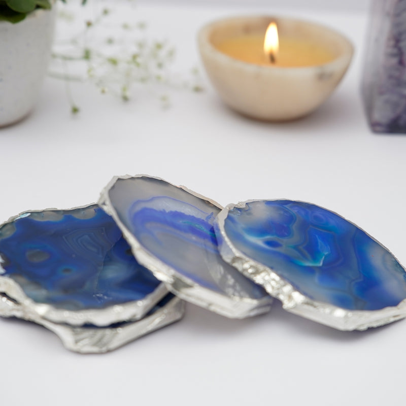 Coaster - Vesto Brazilian Agate Coaster (Blue) - Set Of Four