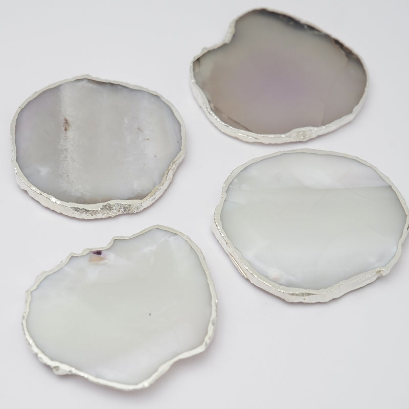 Coaster - Vesto Brazilian Agate Coaster (White) - Set Of Four