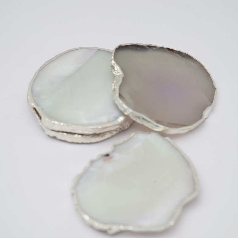 Coaster - Vesto Brazilian Agate Coaster (White) - Set Of Four