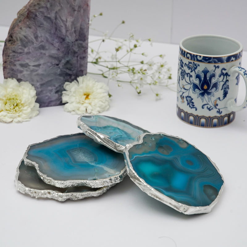 Buy Vesto Brazilian Agate Coaster (Turquoise) - Set Of Four Coasters from Vaaree