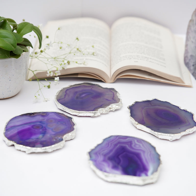 Coaster - Vesto Brazilian Agate Coaster (Purple) - Set Of Four