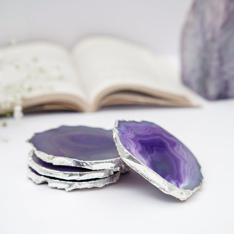 Coaster - Vesto Brazilian Agate Coaster (Purple) - Set Of Four