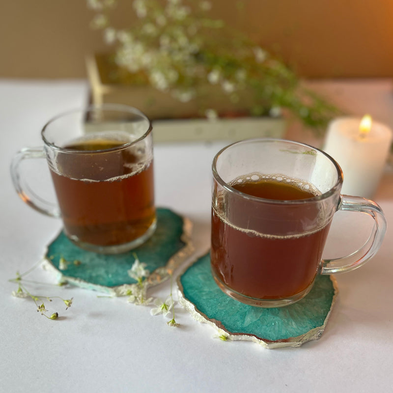 Coaster - Byrona Handcrafted Crystal Agate Coaster (Green) - Set Of Two