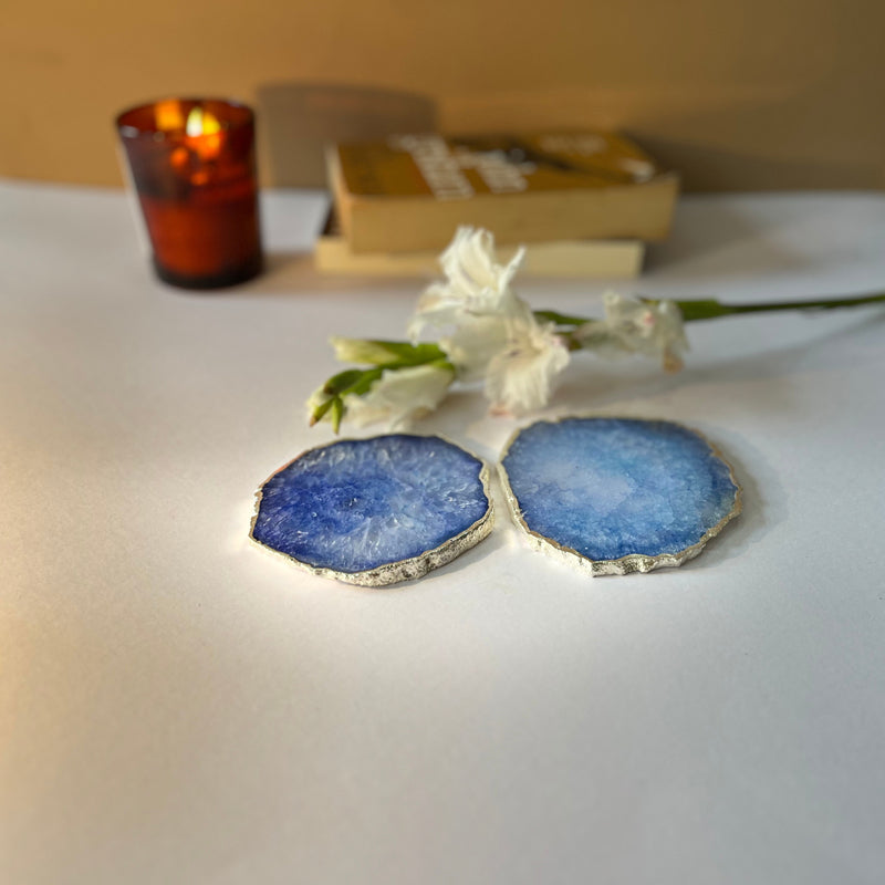 Coaster - Byrona Handcrafted Crystal Agate Coaster (Blue) - Set Of Two