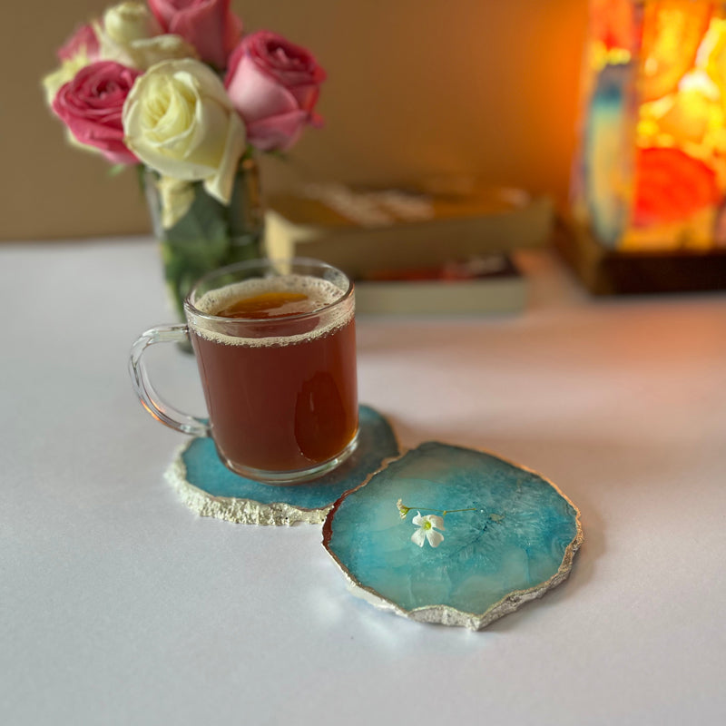 Coaster - Byrona Handcrafted Crystal Agate Coaster (Turquoise) - Set Of Two