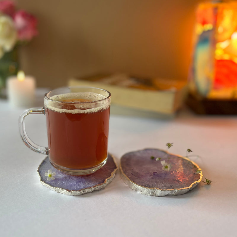 Coaster - Byrona Handcrafted Crystal Agate Coaster (Purple) - Set Of Two