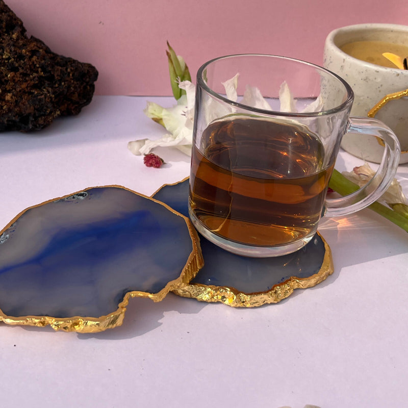 Coaster - Candra Handcrafted Brazilian Agate Coaster (Blue) - Set Of Four